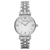  Emporio Armani Gianni T-Bar női кварc óra, ezüst acél, fehér gyöngyház számlap, 32 mm
