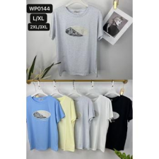 EMT Póló pamut női póló mintás – 2XL/3XL Fekete női póló