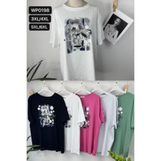  EMT Póló pamut női póló mintás – 3XL/4XL Fekete