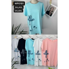 EMT Póló pamut női póló mintás – 3XL/4XL Kék női póló