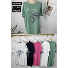 EMT Póló pamut női póló mintás – 3XL/4XL Rózsaszín női póló