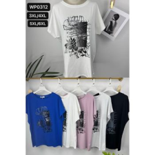 EMT Póló pamut női póló mintás – 3XL/4XL Szürke női póló