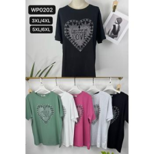 EMT Póló pamut női póló mintás – 3XL/4XL Szürke női póló