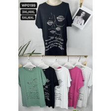 EMT Póló pamut női póló mintás – 3XL/4XL Szürke női póló