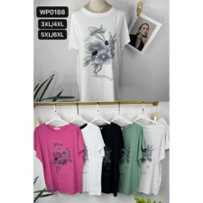 EMT Póló pamut női póló mintás – 3XL/4XL Zöld női póló