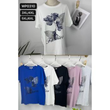 EMT Póló pamut női póló mintás – 5XL/6XL Kék női póló