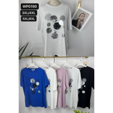  EMT Póló pamut női póló mintás – 5XL/6XL Mályva