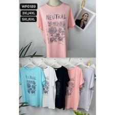 EMT Póló pamut női póló mintás – 5XL/6XL Szürke női póló