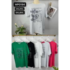 EMT Póló pamut női póló mintás – 5XL/6XL Szürke női póló
