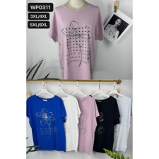 EMT Póló pamut női póló mintás – 5XL/6XL Szürke női póló