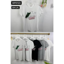  EMT Póló pamut női póló mintás – L/XL Fehér női póló