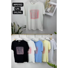  EMT Póló pamut női póló mintás – L/XL Kék női póló