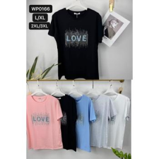 EMT Póló pamut női póló mintás – L/XL Kék női póló
