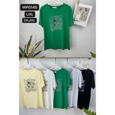 EMT Póló pamut női póló mintás – L/XL Sárga női póló
