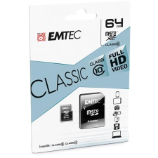 Emtec Memóriakártya, microSDXC, 64GB, CL10, 20/12 MB/s, adapter, EMTEC "Classic" memóriakártya