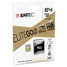 Emtec Memóriakártya, microSDXC, 64GB, UHS-I/U1, 85/20 MB/s, adapter, EMTEC "Elite Gold" memóriakártya