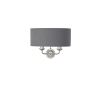 Endon Lighting ENDON Highclere Highclere 2lt Wall Bright nickel plate & charcoal fabric 2 x 40W E14 candle - ED-94406