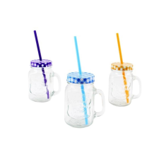 Enger-Impex Kft Üvegbögre kockás tetővel 700ml kék bögrék, csészék