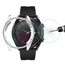 ENKAY HUAWEI Watch GT Elegant 42mm, HAT PRINCE okosóra üvegfólia + Ezüst szilikontok okosóra kellék