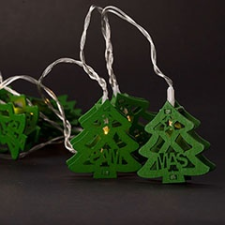 Entac Elemes LED dekoráció (10 LED) meleg fehér, zöld fa fenyő karácsonyfa izzósor