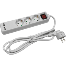 Entac elosztó 3 foglalat kapcsolóval 3M, 2xUSB (Ese1.5G3-3-Sw-Usb) hosszabbító, elosztó
