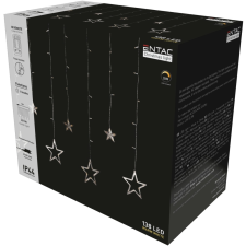 Entac Karácsonyi Függöny IP44 138 LED 12db csillag 8F + időzítő 2x1m IR távirányítóval karácsonyfa izzósor