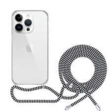 Epico iPhone 14 Pro Max fekete-fehér átlátszó tok nyakpánttal (69510101000021) tok és táska