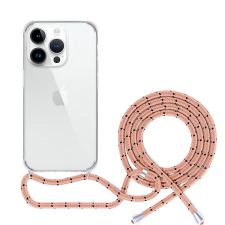 Epico iPhone 14 Pro Max rózsaszín átlátszó tok nyakpánttal tok és táska