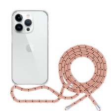 Epico iPhone 14 Pro Max rózsaszín átlátszó tok nyakpánttal (69510102300004) tok és táska