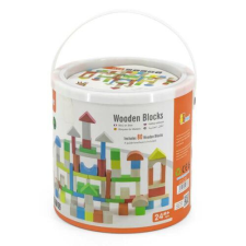 Építőkocka kerek dobozos 80 db-os, színes fajáték