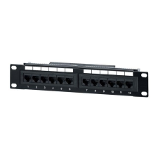 Equip Patch panel CAT5e UTP 12 PORT 1U 10"  fekete (208015) (208015) asztali számítógép kellék