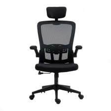 Ergonomikus irodai szék deréktámasszal, fejtámlával, fekete forgószék