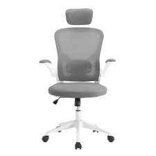 Ergonomikus irodai szék deréktámasszal, fejtámlával, szürke forgószék