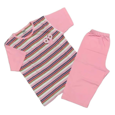 Erkan Nyári pizsama bermudával 116-122 - Rózsaszín Csíkos Papucs mintával (KIÁRUSÍTÁS)