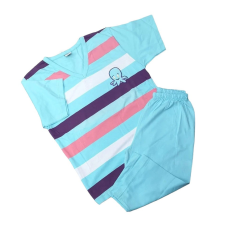 Erkan Nyári pizsama bermudával 128-134 - Türkizkék csíkos / Polip (KIÁRUSÍTÁS) gyerek hálóing, pizsama