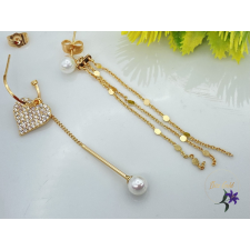  Ernella gold  antiallergén hosszú csüngős aszimmetrikus fülbevaló 18K fülbevaló