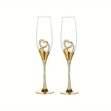  Esküvői pezsgőspohár szett arany szív motívummal – 200 ml XK277624-a konyhai eszköz