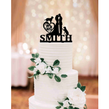  Esküvői tortadísz kutyás – névre szóló dekorációs kellék