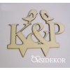  Esküvői tortadísz, monogram, madárkás