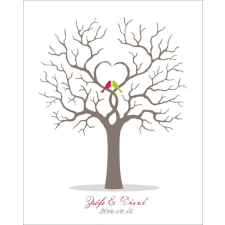  Esküvői vendégkönyv, ujjlenyomatfa  madarakkal dekorációs kellék