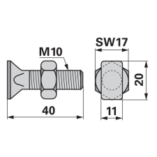 ESM Rögzítőcsavar csomag 00630509 - M10 x 40 mm (10 db) autóalkatrész