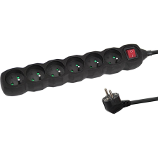 Esperanza Power Strip 220V Hálózati elosztó 6 aljzatos 5m - Fekete (ELK219K) hosszabbító, elosztó