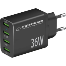 Esperanza Quick Power Charger 4xUSB-A Hálózati gyorstöltő Adapter 36W - Fekete ( ) mobiltelefon kellék