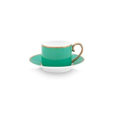 Espresso bögre csészealjjal, Pip Studio, 120 ml, Pip Chique kollekció, Arany-zöld bögrék, csészék