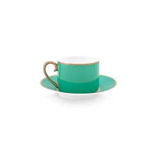 Espresso bögre csészealjjal, Pip Studio, 220 ml, Pip Chique kollekció, Arany-zöld bögrék, csészék