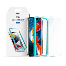 ESR Apple iPhone 13 Pro Max / 14 Plus, Kijelzővédő fólia, ütésálló fólia (az íves részre is!), Tempered Glass (edzett üveg), segéd kerettel, Full Cover, ESR Screen Shield, Clear, 2 db / csomag mobiltelefon kellék