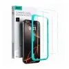 ESR Apple iPhone 15 / 16, Kijelzővédő fólia, ütésálló fólia (az íves részre NEM hajlik rá!), Tempered Glass (edzett üveg), segéd kerettel, ESR, Clear, 2 db / csomag