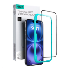 ESR képernyővédő üveg (2.5D, 0.33mm, 9H + segédkeret) FEKETE Apple iPhone 16 mobiltelefon kellék