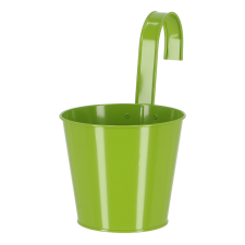 Esschert Design Korlátra akasztható kampós virágcserép, 16 cm átmérőjű, zöld kerti tárolás