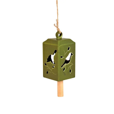 Esschert Design Madaras kerámia szélcsengő, olivazöld kerti dekoráció